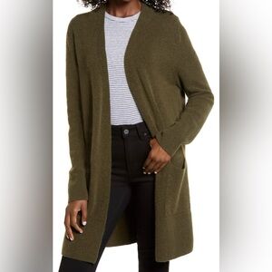 Madewell Kent Open-Front Cardigan Sweater in Dried Olive Size Small